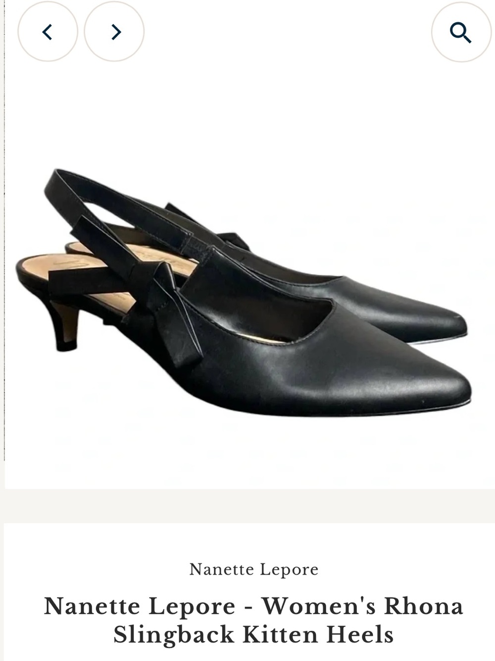 Nanette Lepore Black Pointed Slingback Kitten Heels